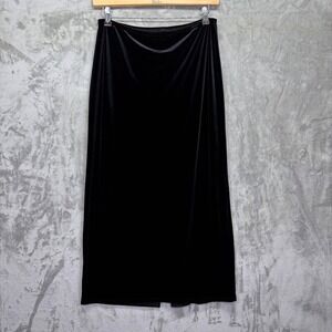 VTG Kathie Lee Women Velvet Maxi Skirt Long Black Large Dark Academia Whimsigoth
